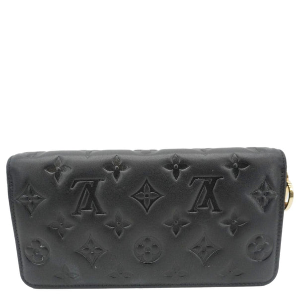 LOUIS VUITTON Coussin Embossed Leather Zippy Wallet Black