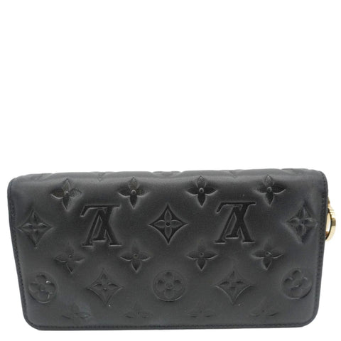 LOUIS VUITTON Coussin Embossed Leather Zippy Wallet Black