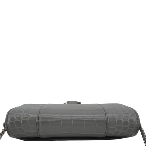 BALENCIAGA Hourglass Leather Chain Wallet Shoulder Bag Gray