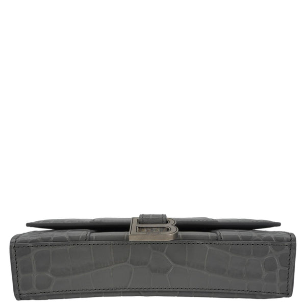 BALENCIAGA Hourglass Leather Chain Wallet Shoulder Bag Gray