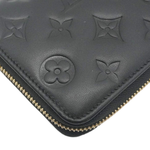 LOUIS VUITTON Coussin Embossed Leather Zippy Wallet Black