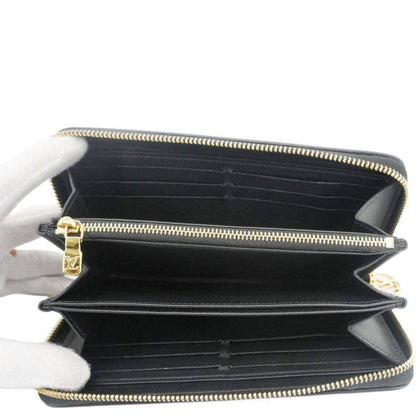 LOUIS VUITTON Coussin Embossed Leather Zippy Wallet Black