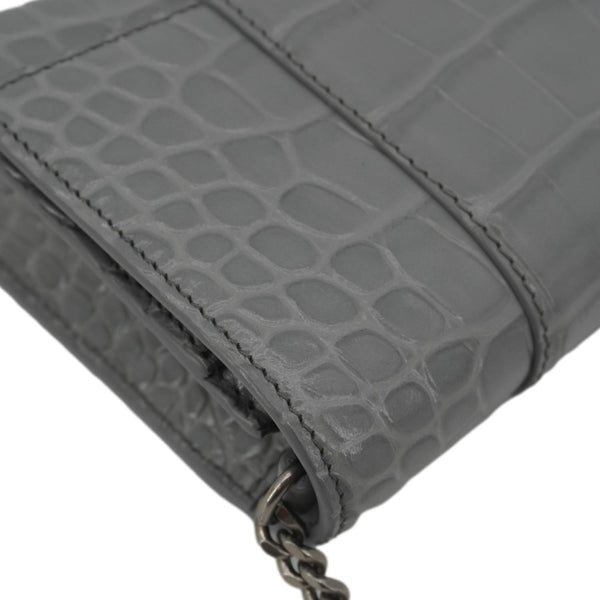 BALENCIAGA Hourglass Leather Chain Wallet Shoulder Bag Gray