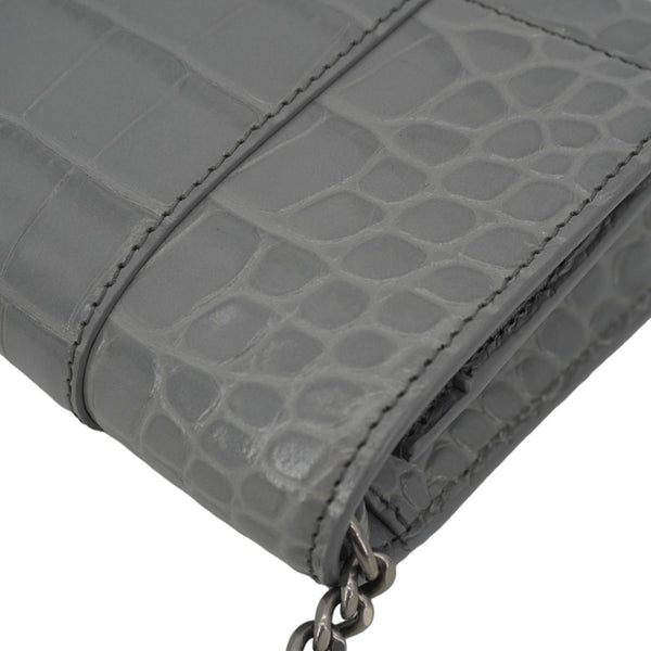 BALENCIAGA Hourglass Leather Chain Wallet Shoulder Bag Gray