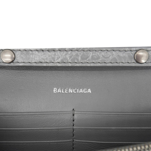 BALENCIAGA Hourglass Leather Chain Wallet Shoulder Bag Gray