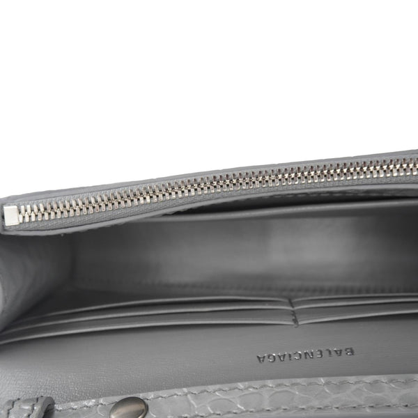 BALENCIAGA Hourglass Leather Chain Wallet Shoulder Bag Gray