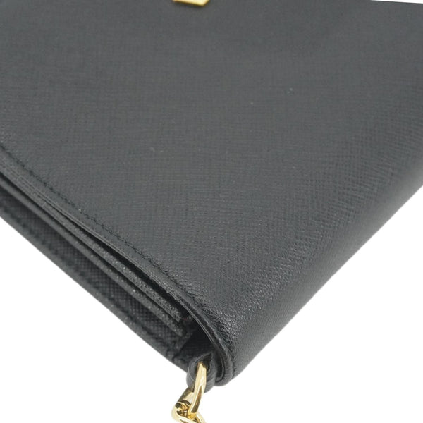 PRADA Saffiano Lux Chain Crossbody Bag Black