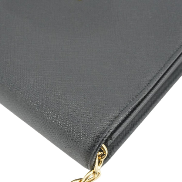 PRADA Saffiano Lux Chain Crossbody Bag Black