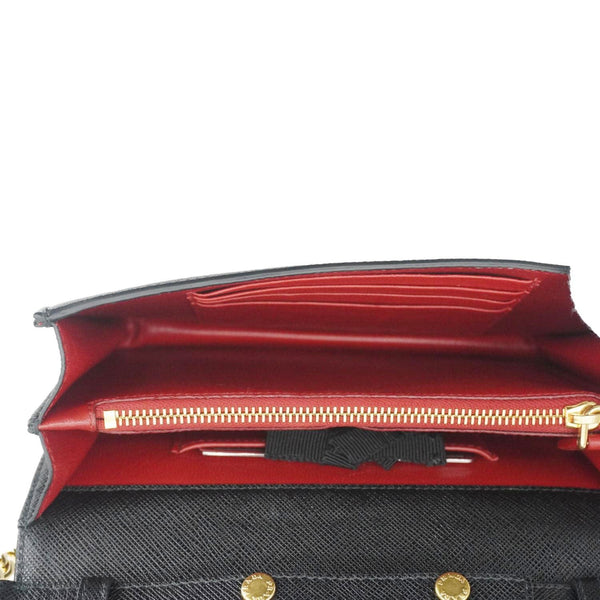 PRADA Saffiano Lux Chain Crossbody Bag Black