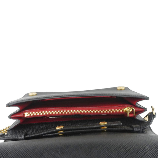 PRADA Saffiano Lux Chain Crossbody Bag Black