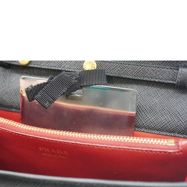 PRADA Saffiano Lux Chain Crossbody Bag Black