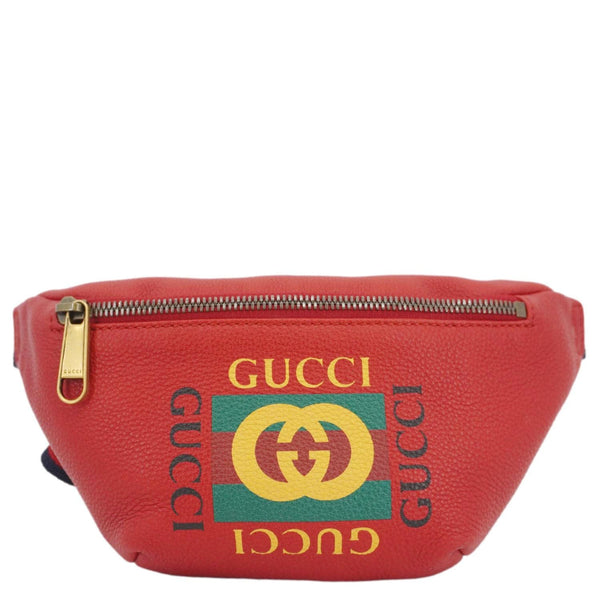 GUCCI Print Small Leather Belt Waist Bum Bag Red 527792