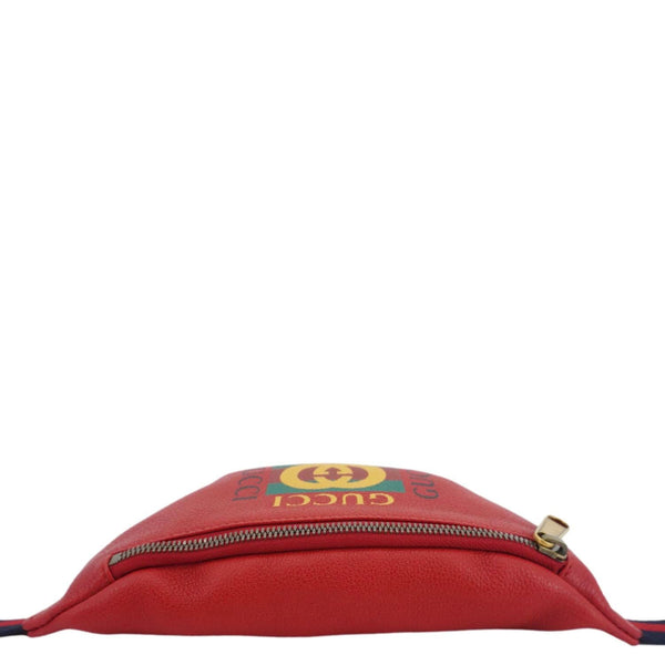 GUCCI Print Small Leather Belt Waist Bum Bag Red 527792