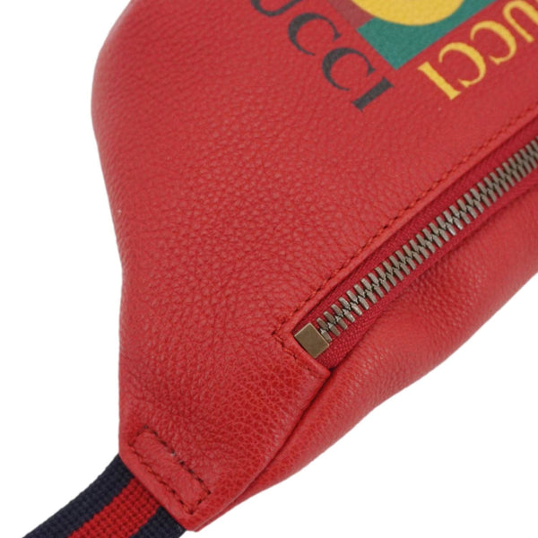 GUCCI Print Small Leather Belt Waist Bum Bag Red 527792