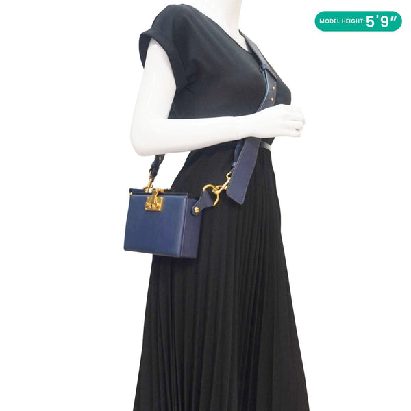 CHRISTIAN DIOR Dior Addict Lockbox Lambskin Leather Crossbody Bag Blue