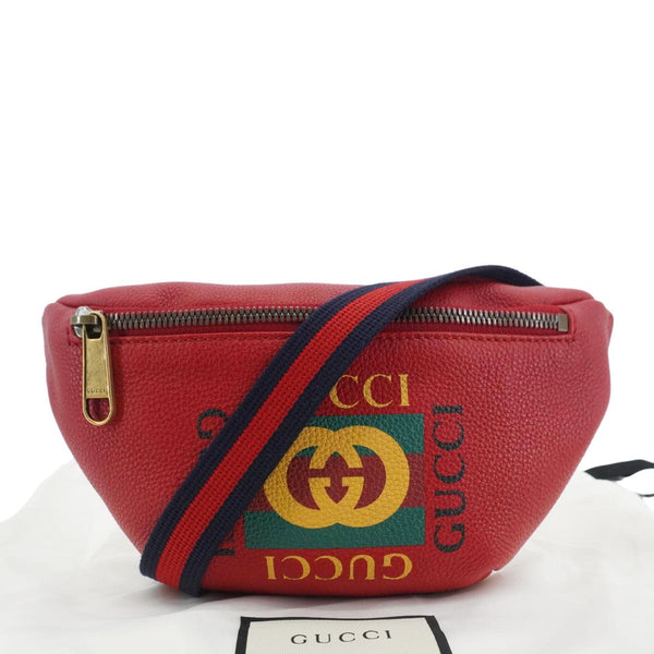 GUCCI Print Small Leather Belt Waist Bum Bag Red 527792