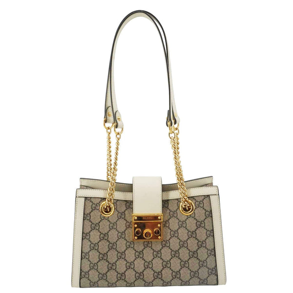 GUCCI Padlock Medium GG Supreme Canvas Tote Bag Beige 498156