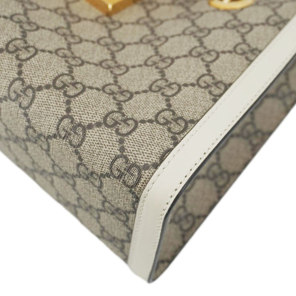 GUCCI Padlock Medium GG Supreme Canvas Tote Bag Beige 498156