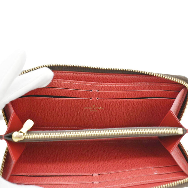 LOUIS VUITTON Clemence Damier Ebene Zippy Wallet Brown