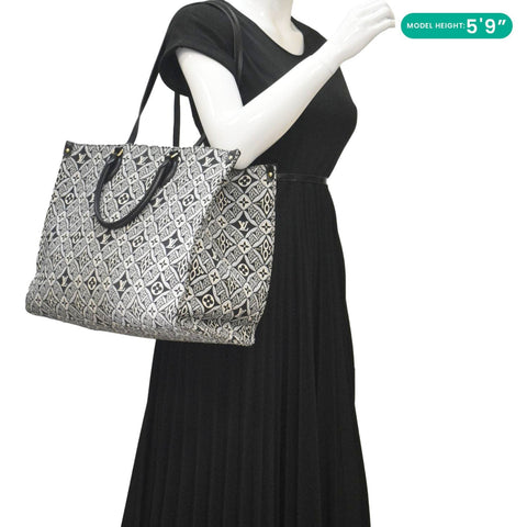 LOUIS VUITTON Onthego GM 1854 Jacquard Tote Bag Grey