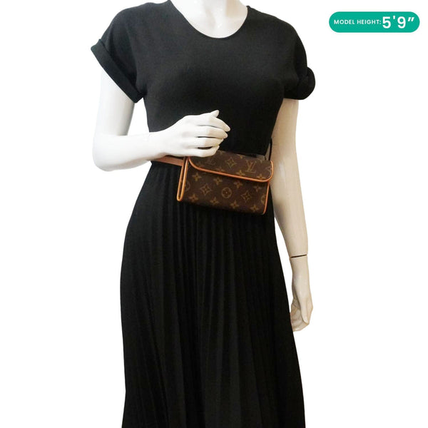 LOUIS VUITTON Pochette Florentine Monogram Canvas Waist Bag Brown