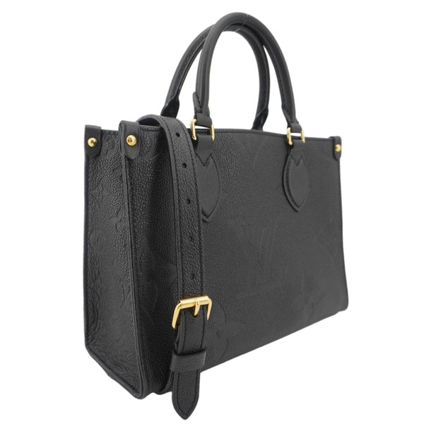 LOUIS VUITTON Onthego PM Giant Monogram Empreinte Leather Shoulder Bag Black