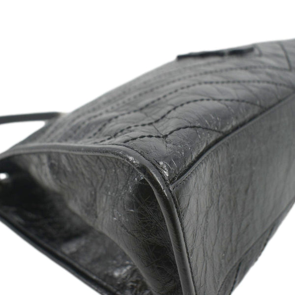 YVES SAINT LAURENT Niki Large Crinkle Leather Shopper Tote Bag Black