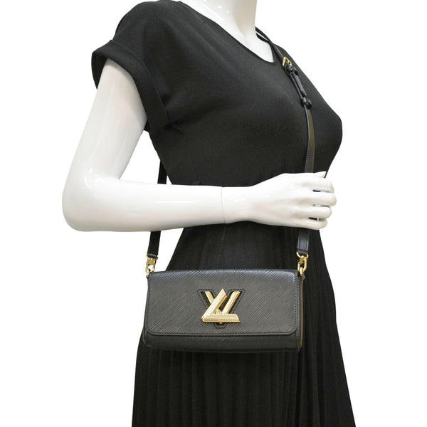 LOUIS VUITTON Twist West Epi Leather Crossbody Pochette Bag Black