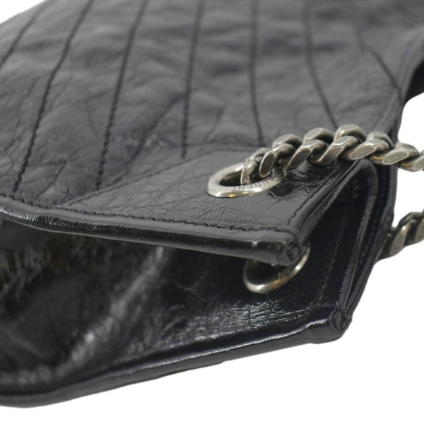 YVES SAINT LAURENT Niki Large Crinkle Leather Shopper Tote Bag Black