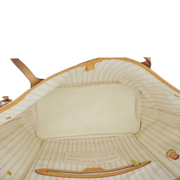 LOUIS VUITTON Neverfull MM Damier Azur Tote Shoulder Bag White