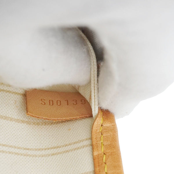 LOUIS VUITTON Neverfull MM Damier Azur Tote Shoulder Bag White