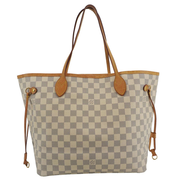 LOUIS VUITTON Neverfull MM Damier Azur Tote Shoulder Bag White