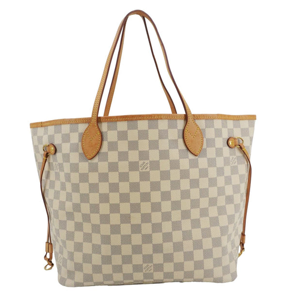 LOUIS VUITTON Neverfull MM Damier Azur Tote Shoulder Bag White