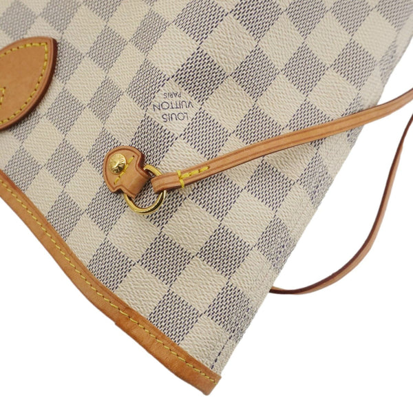 LOUIS VUITTON Neverfull MM Damier Azur Tote Shoulder Bag White