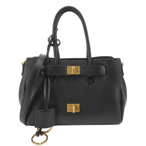 BALENCIAGA Carry All Bel Air Bag Leather Tote Shoulder Bag Black