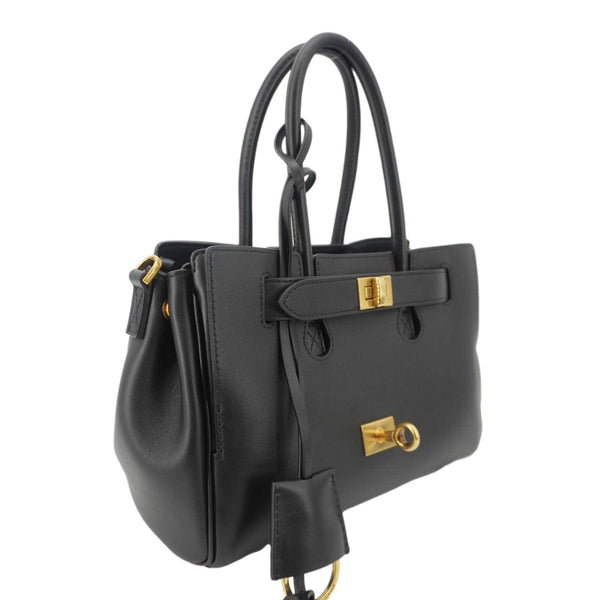 BALENCIAGA Carry All Bel Air Bag Leather Tote Shoulder Bag Black