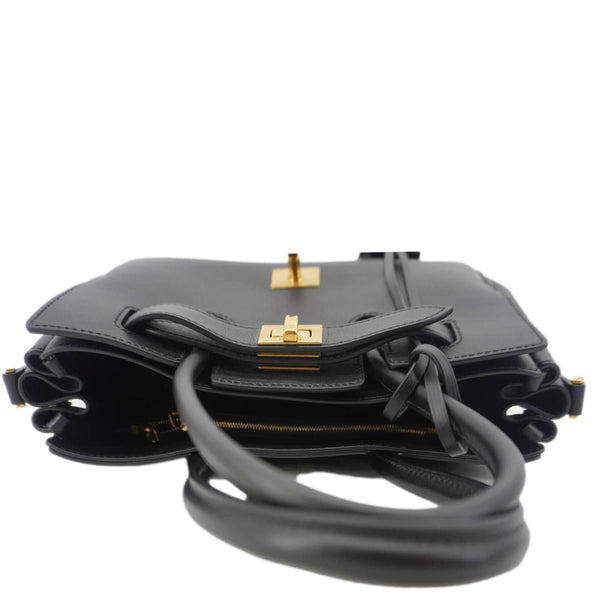 BALENCIAGA Carry All Bel Air Bag Leather Tote Shoulder Bag Black