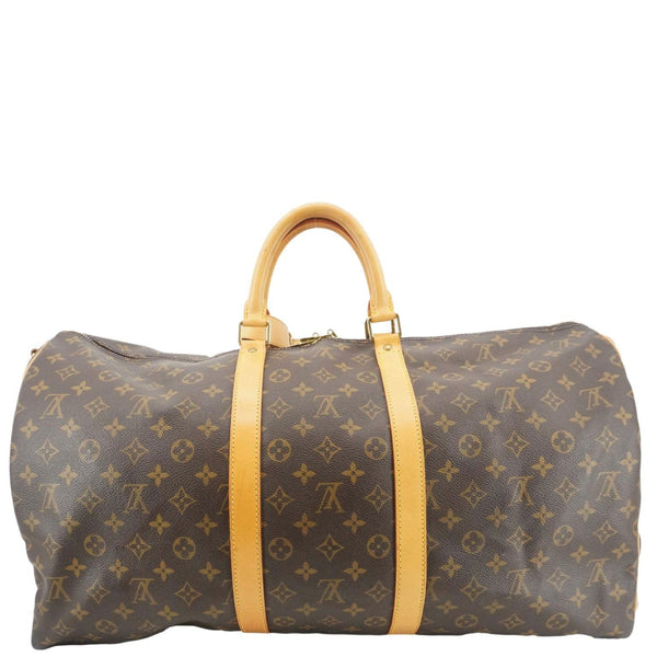 LOUIS VUITTON Keepall 55 Bandouliere Monogram Canvas Travel Bag Brown
