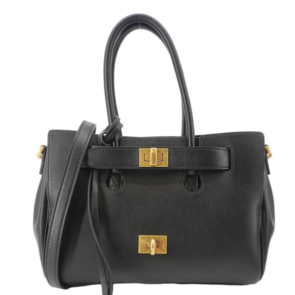 BALENCIAGA Carry All Bel Air Bag Leather Tote Shoulder Bag Black