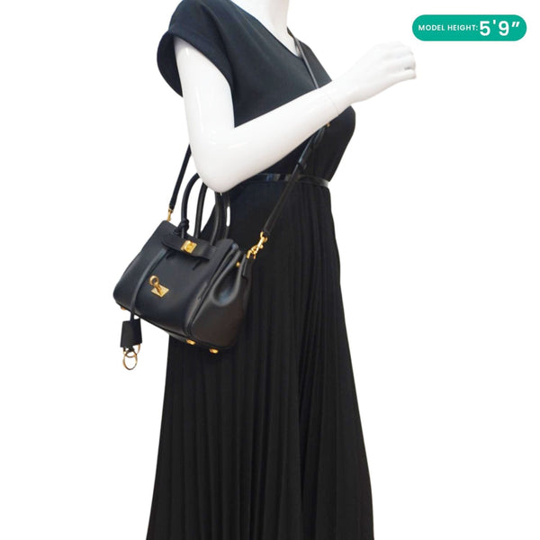 BALENCIAGA Carry All Bel Air Bag Leather Tote Shoulder Bag Black