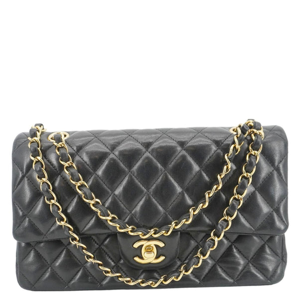 CHANEL Classic Double Flap Quilted Leather Crossbody Bag Black