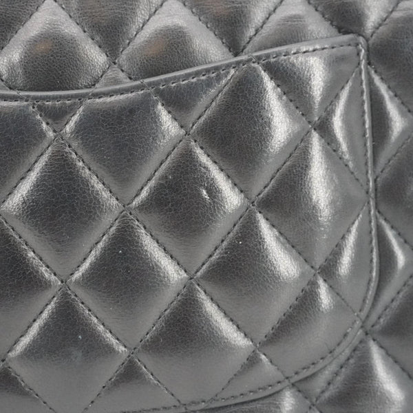 CHANEL Classic Double Flap Quilted Leather Crossbody Bag Black