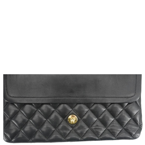CHANEL Classic Double Flap Quilted Leather Crossbody Bag Black