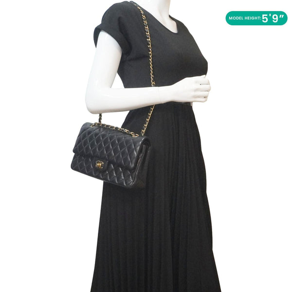 CHANEL Classic Double Flap Quilted Leather Crossbody Bag Black