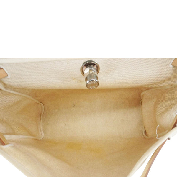 HERMES Herbag Toile Canvas Tote Shoulder Bag Off White