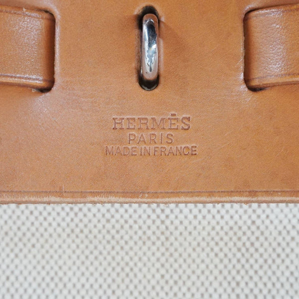 HERMES Herbag Toile Canvas Tote Shoulder Bag Off White