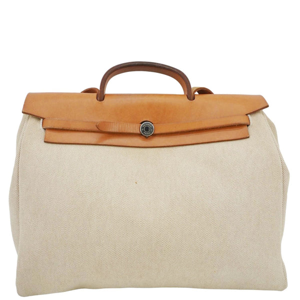 HERMES Herbag Toile Canvas Tote Shoulder Bag Off White