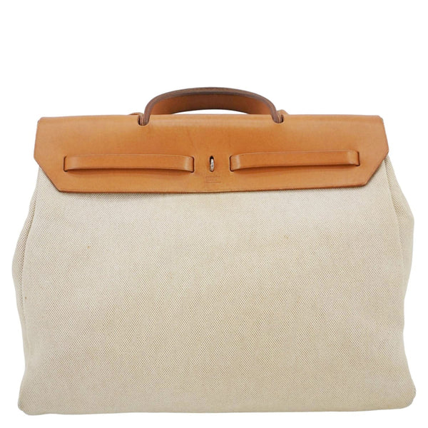 HERMES Herbag Toile Canvas Tote Shoulder Bag Off White