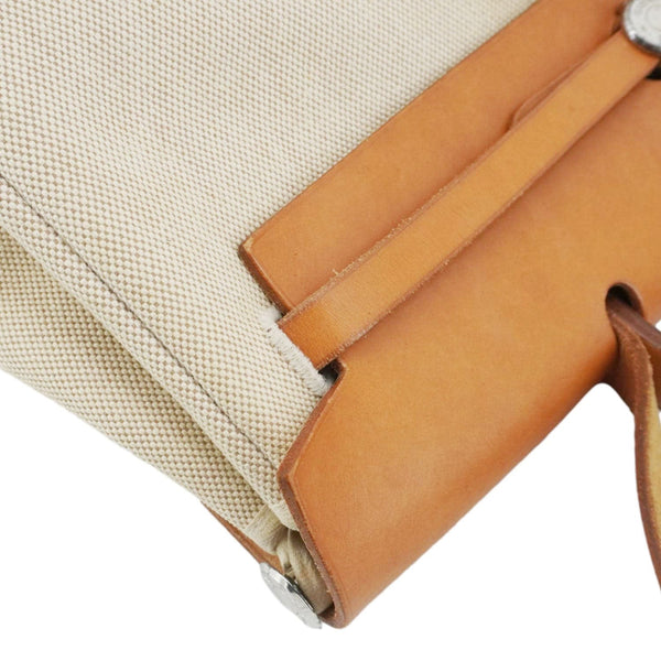 HERMES Herbag Toile Canvas Tote Shoulder Bag Off White