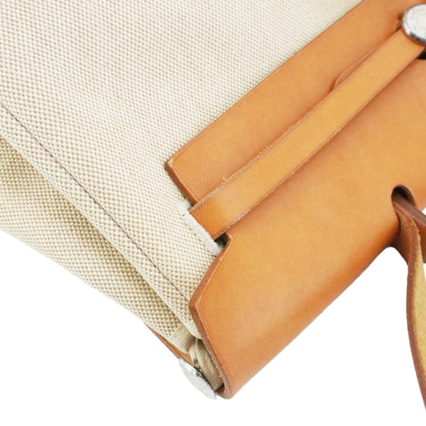 HERMES Herbag Toile Canvas Tote Shoulder Bag Off White